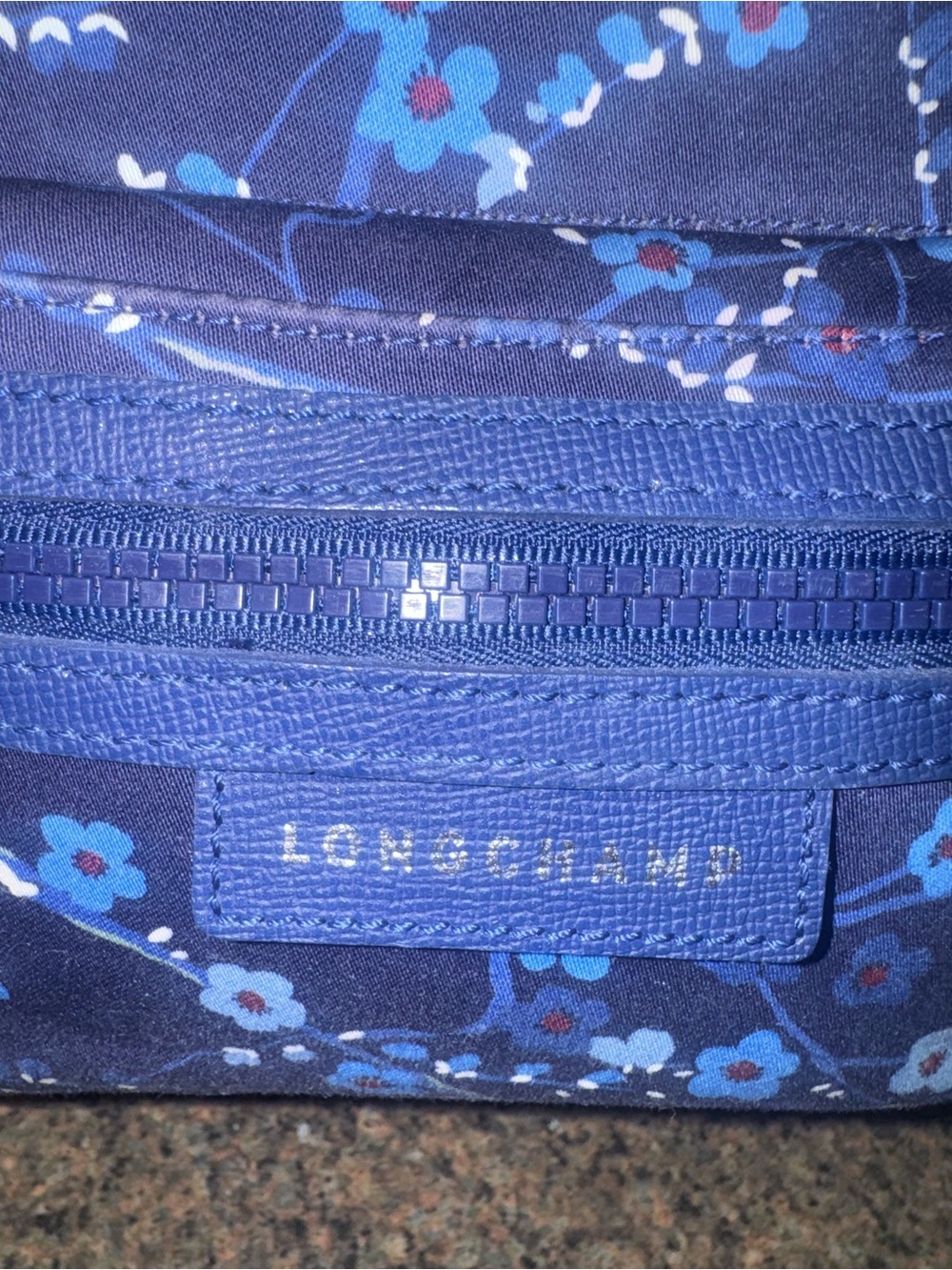 Longchamp Le Pliage Néo Sakura Cherry Blossom Backpack Navy Blue EUC - Picture 3 of 11